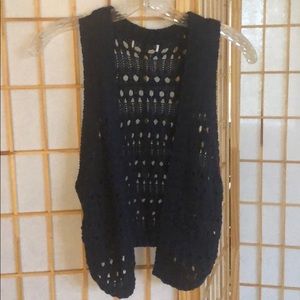 Navy Crochet Knitted Knit Sweater Vest XS/S